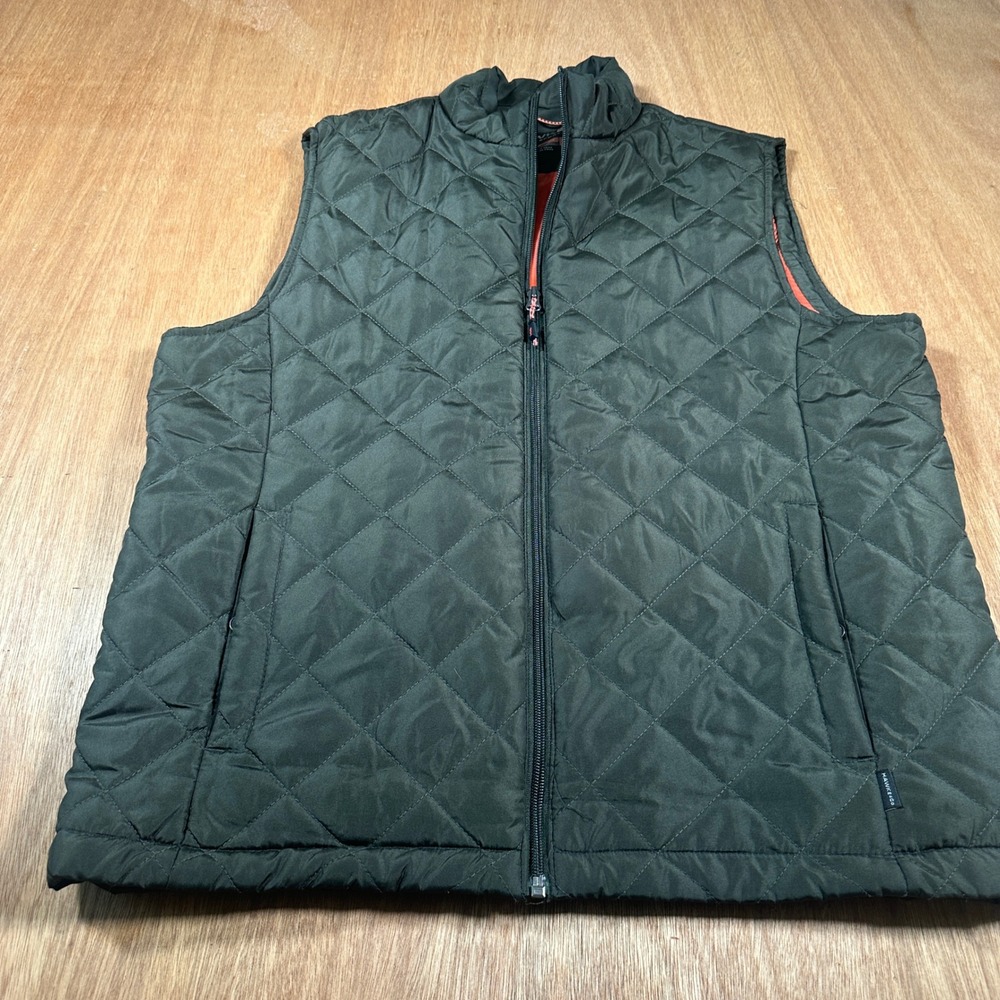 Hawke & Co Quilted Vest Mens Size M Green/Brown Performance Sport Puffer HIN2388
